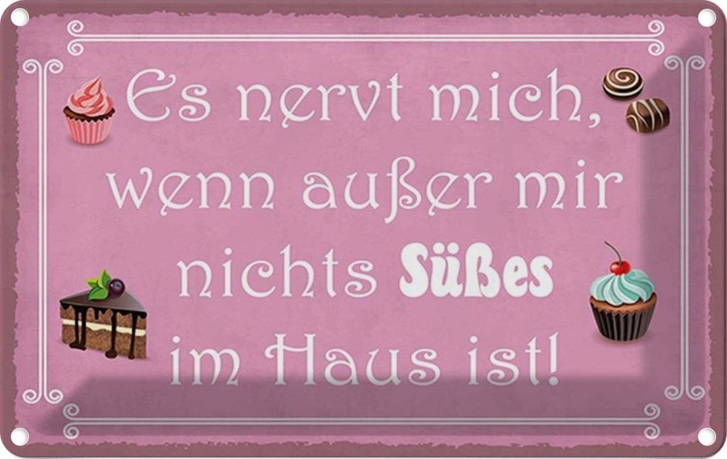 vianmo Blechschild 12x18 cm nervt wenn nichts süßes im Haus Spruch Zitat