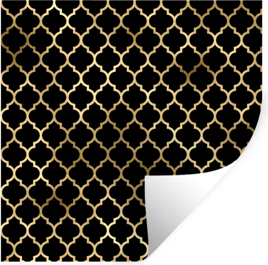 MuchoWow Wandtattoo Wandsticker Wandaufkleber Muster - Gold - Schwarz 100x100 cm Selbstklebend und Repositionierbar - Wierderverwendbar - Selbstk...