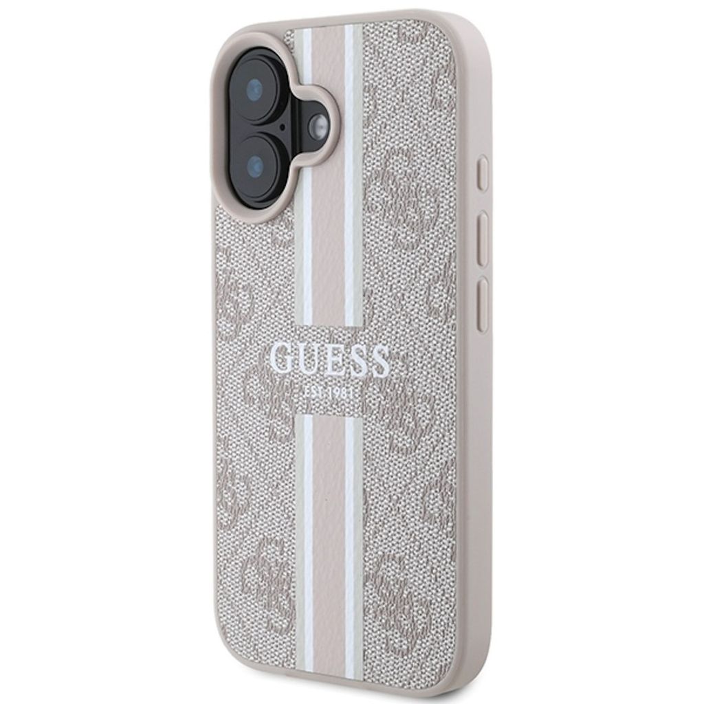 CG MOBILE Guess Handyhülle Für IPhone 16 Plus – Hartschale Mit Kunstleder, 4G Classic Serie, Rosa
