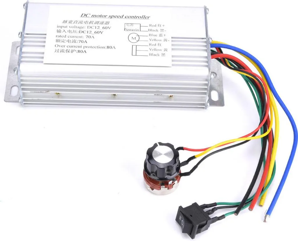Régulateur de vitesse PWM 12V-60V 70A avec inversion de sens DC moteur