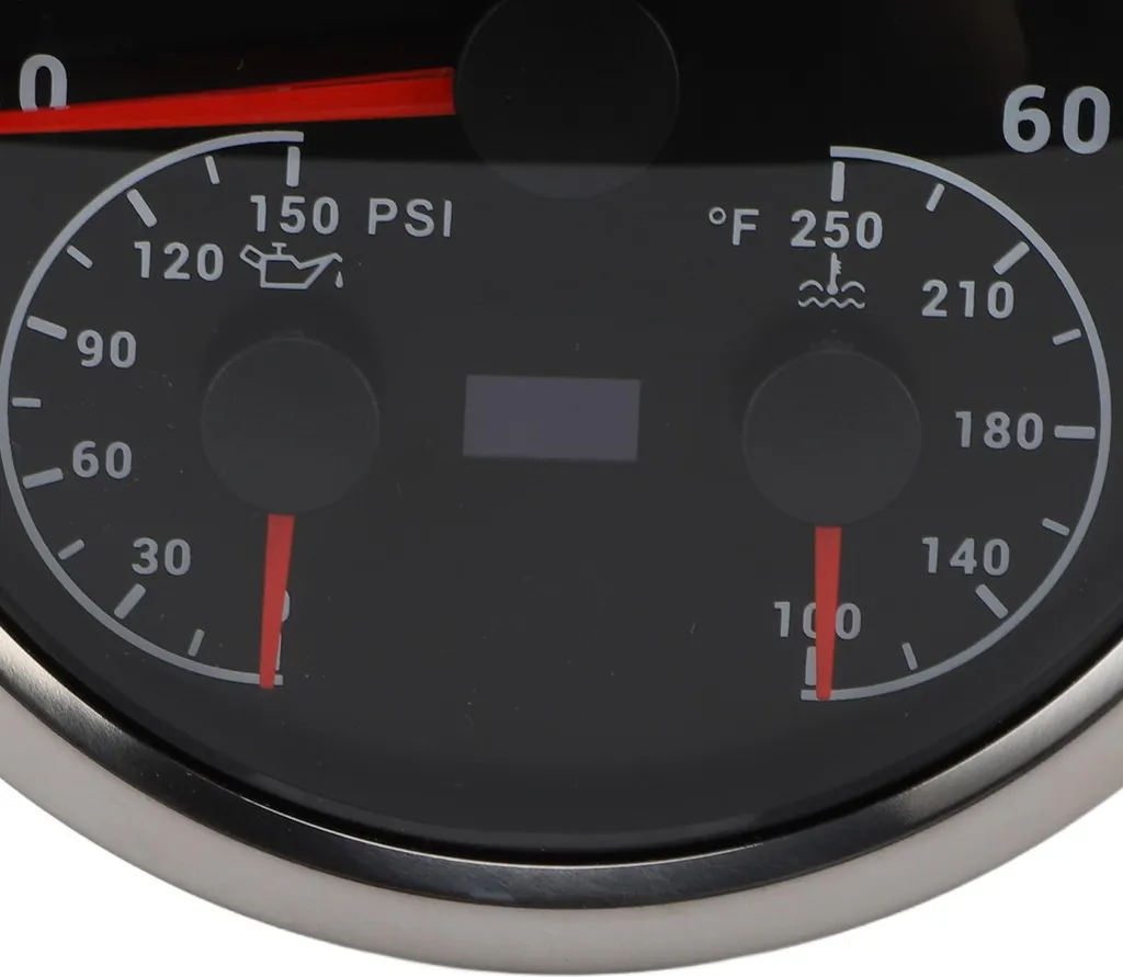 Compte-tours 12V/24V pour Camion et Bateau avec Température et Huile 110mm