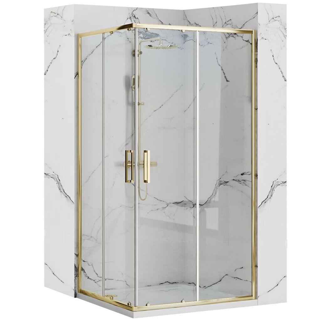 Rea Duschkabine Punto 80X100 Gold + Duschtasse Savoy White