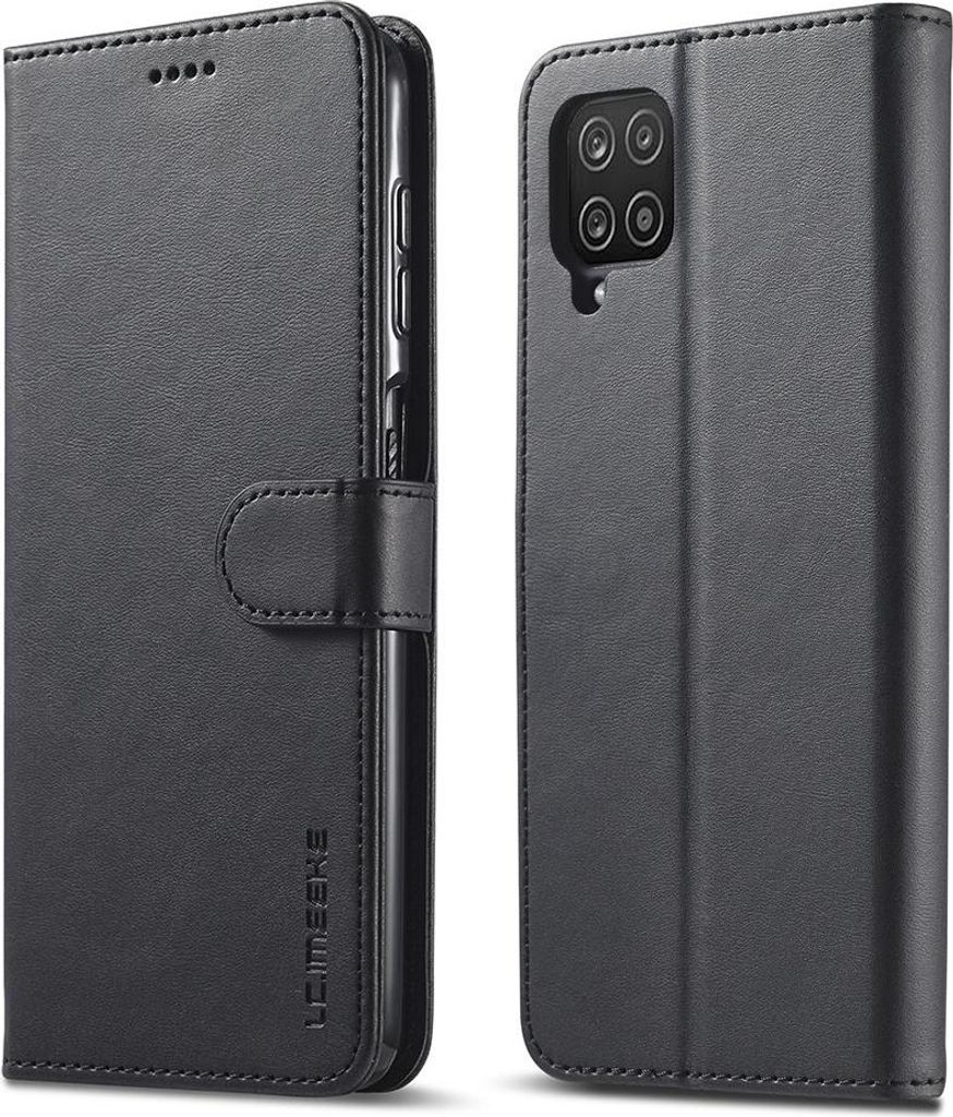 Samsung Galaxy A12 Hülle - LC.IMEEKE Luxus Klapphülle - Schwarz