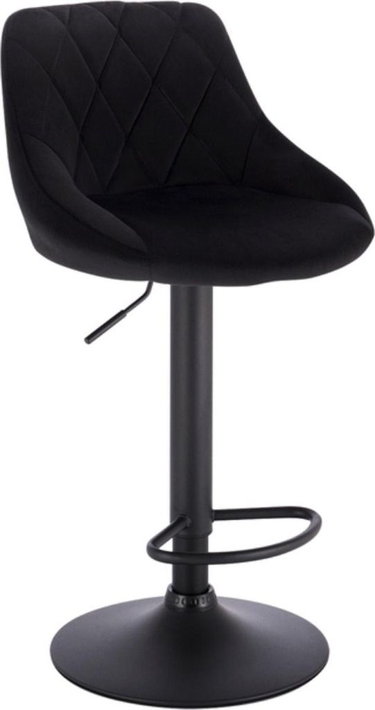 Designer Barhocker Nilo – Mit Rückenlehne – Samt – Stabil – Ergonomisch – Sitzhöhe 60-82cm – Schwarz – 1 Stück – Für Küche & B...