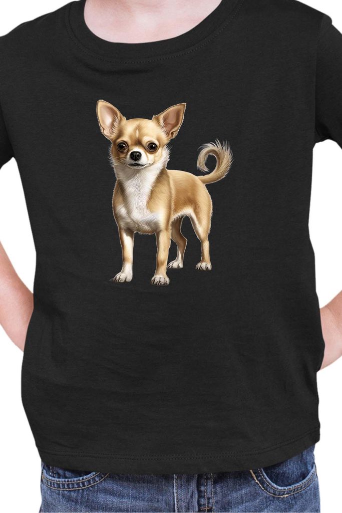 Kinder T-Shirt Dogs Breeds Chihuahua Dog Breed 005, 5-6 Jahr - 116 / Schwarz