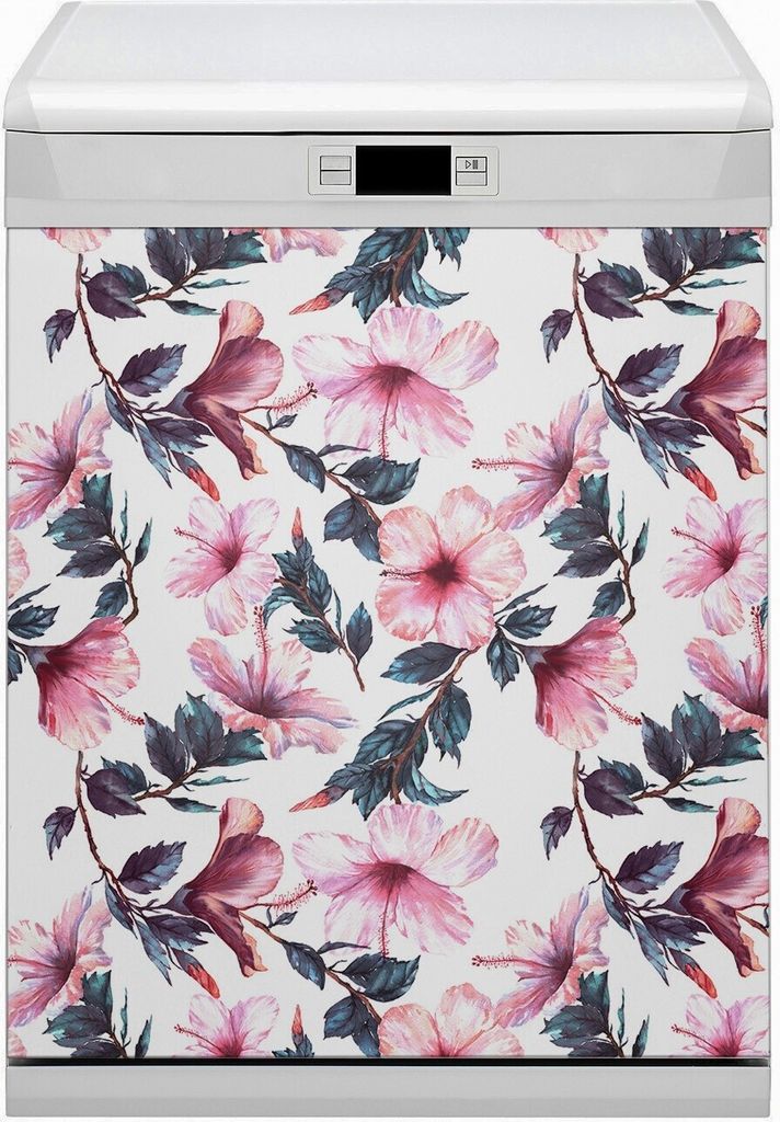 Magnete Dekorative Magnet Folie für Geschirrspüler 60x80 cm Küche - Blumen Hibiskus