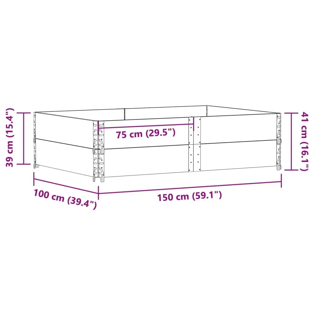 vidaXL Jardinière brune 150x100 cm en bois de pin massif robuste