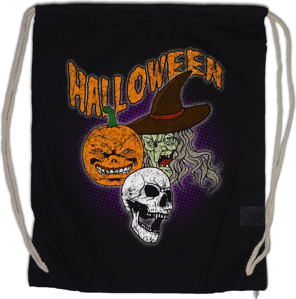 Urban Backwoods Halloween Faces, Turnbeutel, Farbe: Schwarz