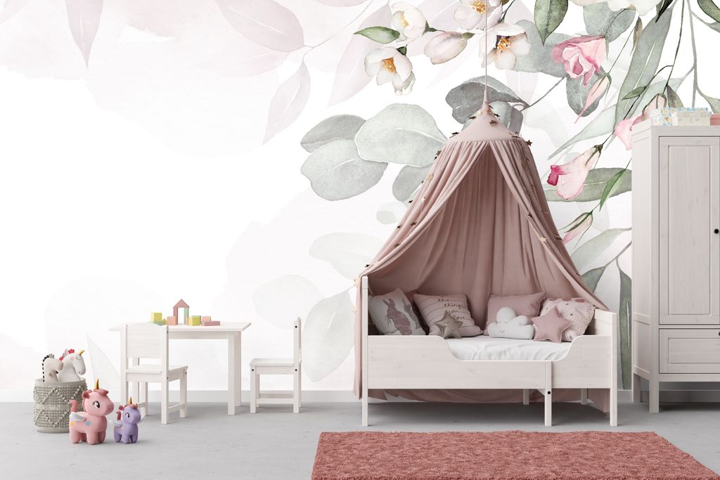 Deco-Wall | Viles Fototapete- Kinderzimmer | Blumen | 300x200 cm | Wandtapete | Wandsticker für Kinder