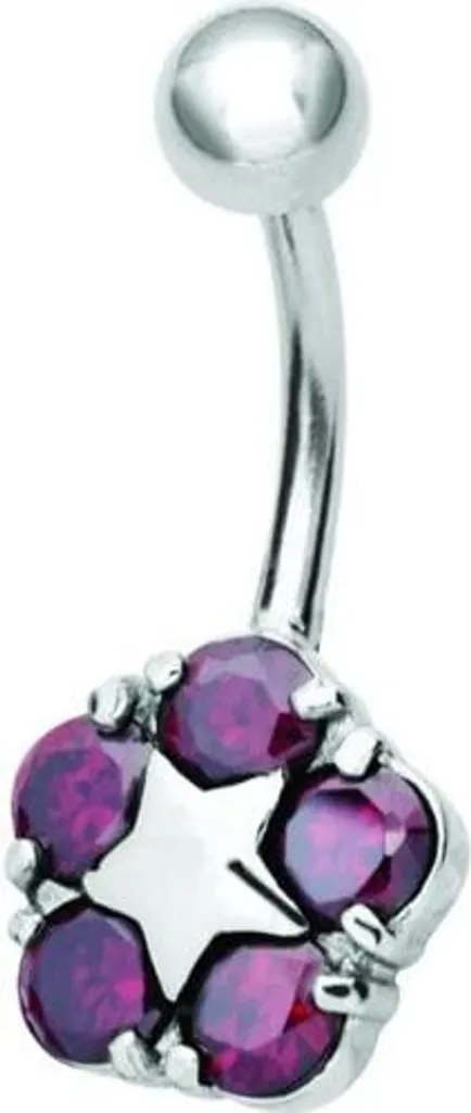 Piercing Ombelico Acciaio Chirurgico Stella Rossa Zirconia BBZX-08