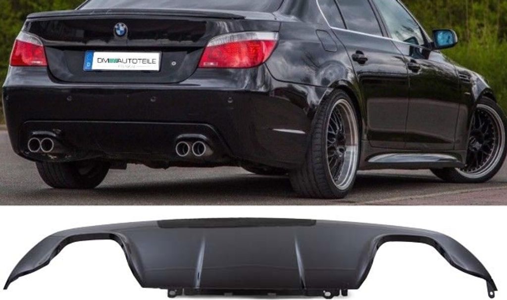 Heckdiffusor passt für BMW E60 E61 M Paket M5 4 Rohr Duplex 03-10 Schwarz Glanz