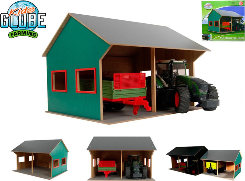Kids Globe Farming - Dřevěná garáž pro 2 traktory Obrázek produktu 