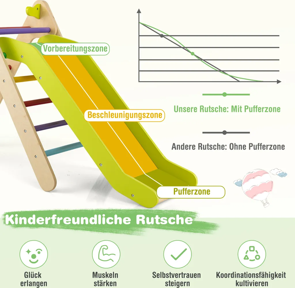 Triangle d'Escalade Bébé avec Toboggan : Jeu de Motricité Stable et Sûr