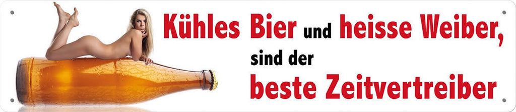 Kühles Bier - Heisse Weiber, Straßenschild aus Blech 46x10 cm, STR 106