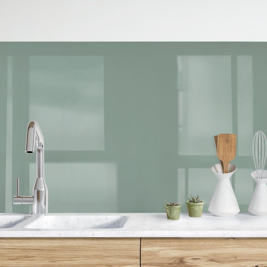 Küchenrückwand mit Motiv selbstklebend - 0.65 mm Wandpaneel wasserfest Design grün Unifarben Spritzschutz fugenlos