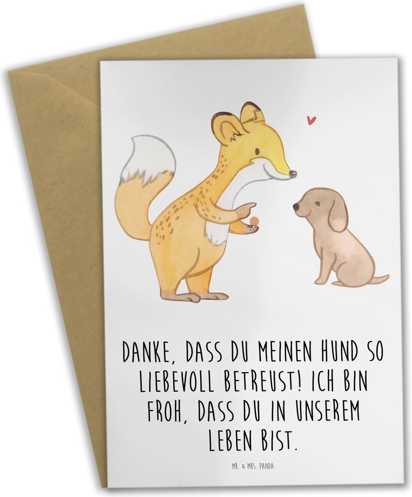 Mr. & Mrs. Panda Glückwunschkarte Danke Hundesitter - Weiß - Geschenk, vatertagskarte, Freundschaft, Aufmerksamkeit, Einzigartig, weihnachtskarte...