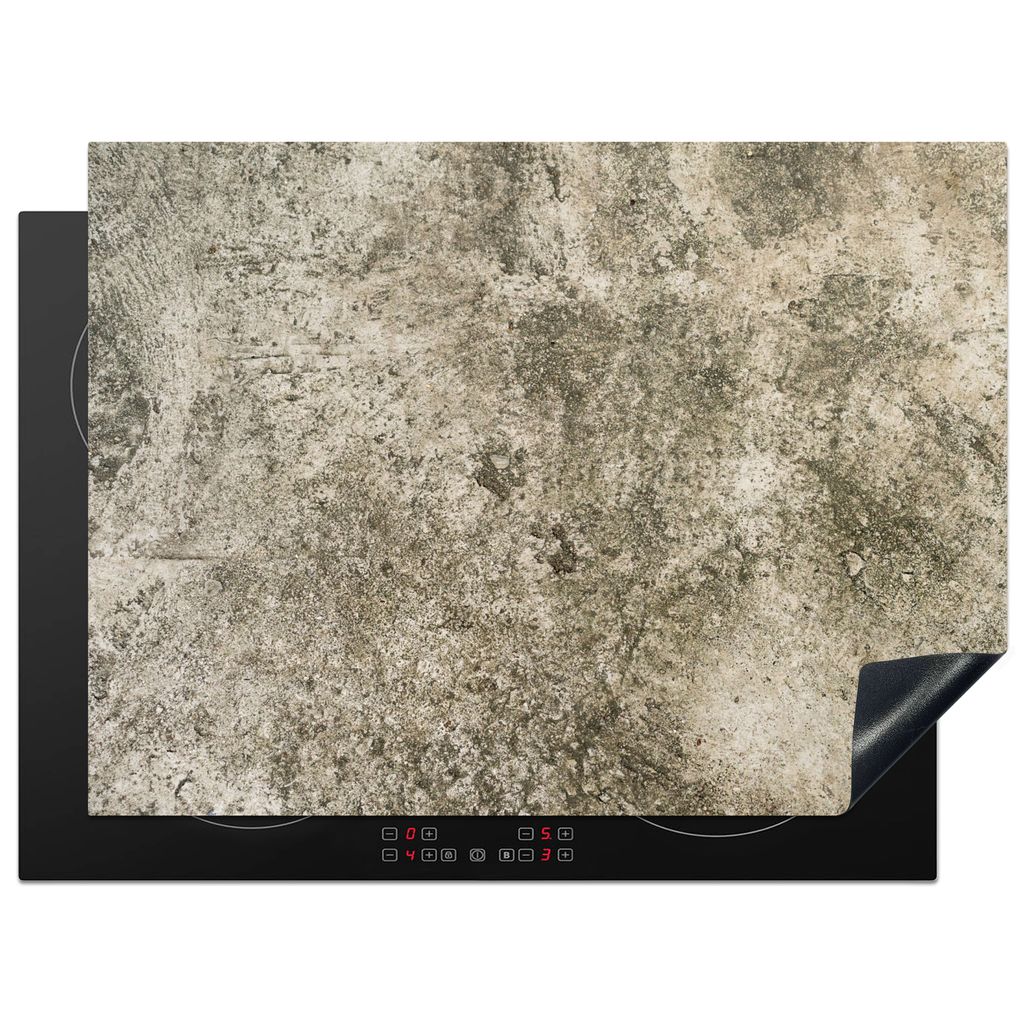 KitchenYeah Herdabdeckplatte Zement - Braun - Beton - Vintage , 71x52cm, Küche Deko, Glaskeramikkochfeld Herdabdeckung, Abdeckplatte fùr Kochfeld