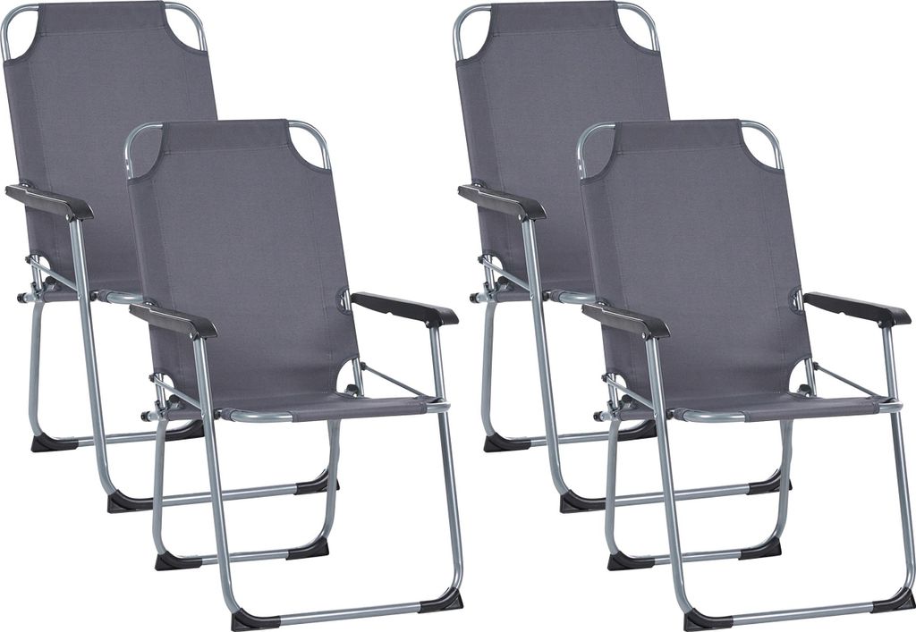 BELIANI Gartenstuhl 4er Set Grau aus Stahl mit Stoffbezug Klappbar Moderner Stil Klappstühle für Camping Garten Terrasse Outdoor