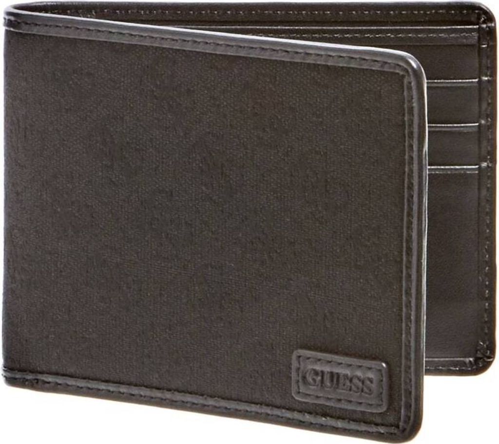 Guess Dan Logo Flache Brieftasche aus Leder Braun für Männer – EINE GRÖSSE / Braun