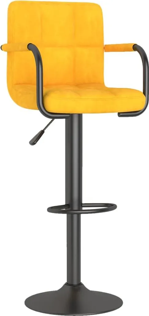 Tabouret de Bar Jaune Moutarde pour Îlot de Cuisine - Confort et Velours