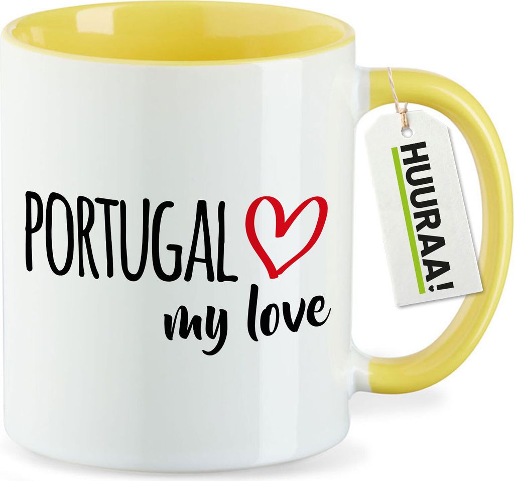 Huuraa Kaffeetasse Portugal my love 330ml Gelb Keramik Kaffeebecher Geschenkidee
