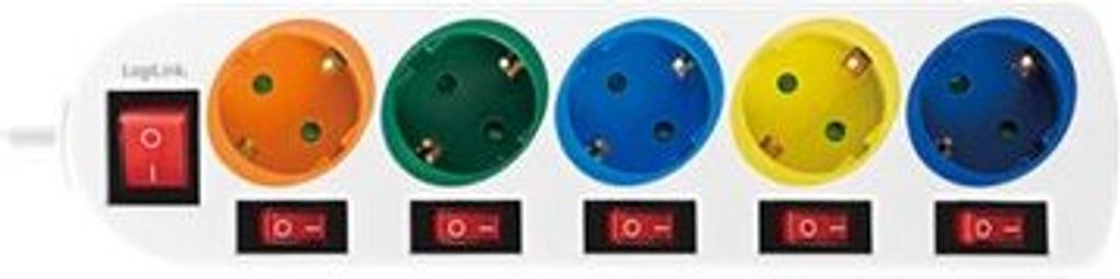 LogiLinkLPS258 Striscia di prese LogiLink, 5 vie con 6 Immagine del prodotto 