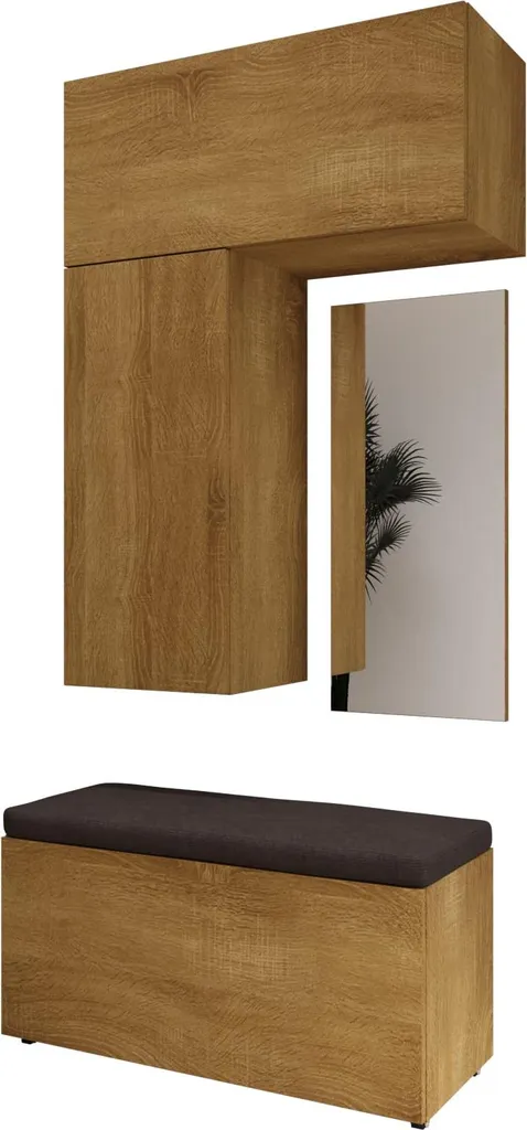 Vestiaire d'entrée Furnitech 10 pièces avec armoire et miroir finition mate