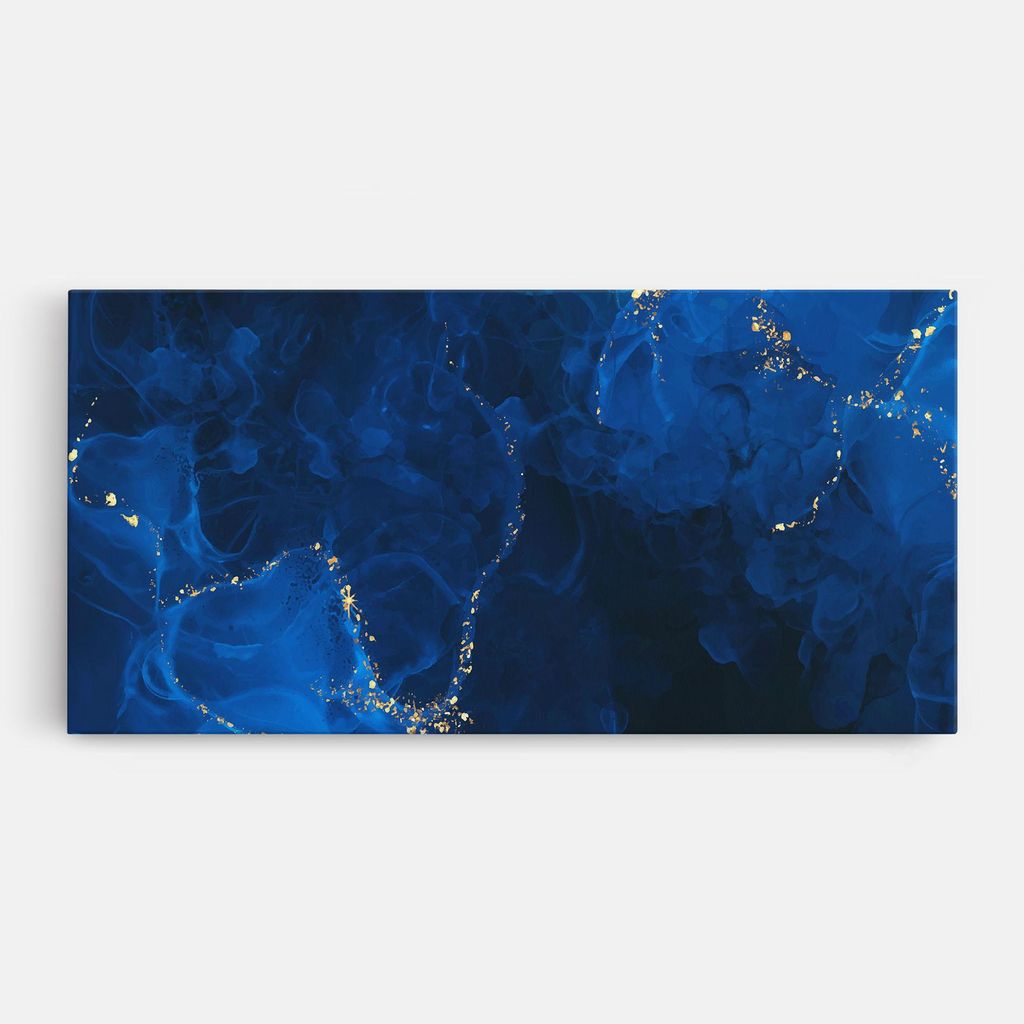 ARTHUB Leinwandbild 40x80 cm, Blue Ink Marble | Wohnzimmerdekoration, Hängende Bilder, Wanddekoration, Heimdekoration, Abstrakte, Marmor