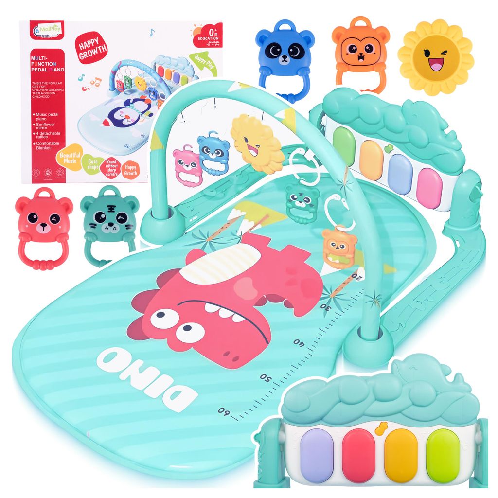 Malplay pädagogische Schaumstoffmatte Puzzlematte mit Schaumstoffrasseln Beißringe Für Babys ab Geburt Blau