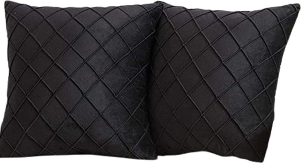 Kissenbezug Samt Schwarz – Dekorative Sofakissen, 45x45 cm, 2er Set – Edler Look für Ihre Einrichtung