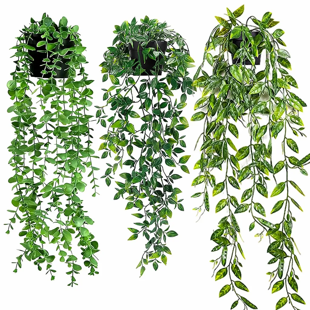 Plantes suspendues artificielles d'eucalyptus et mandala pour déco mur
