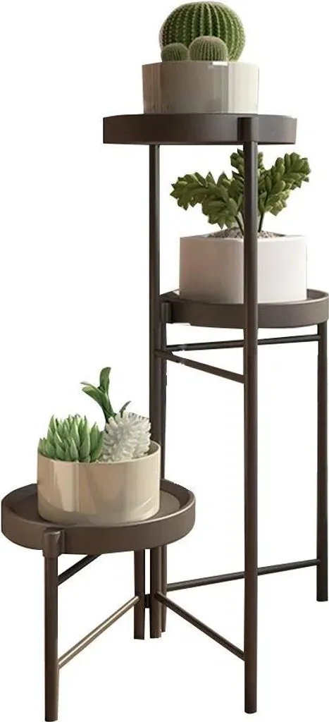 Support plantes extérieur et intérieur en métal bleu 3 étagères