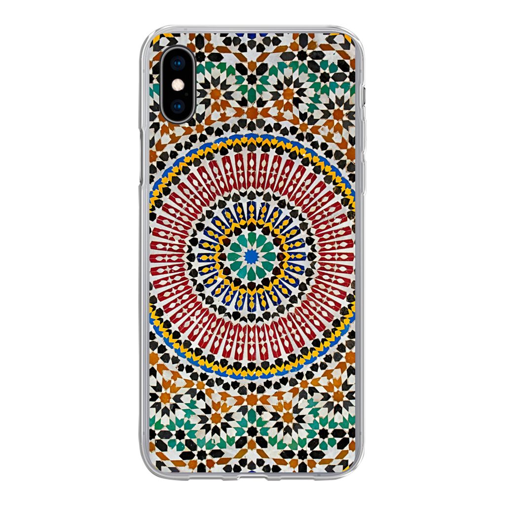MuchoWow Handyhülle Schutzhülle Hülle für iPhone Xs Ansicht eines marokkanischen Mosaiks von oben Silikon Softcase Handy Hülle - Handytasche