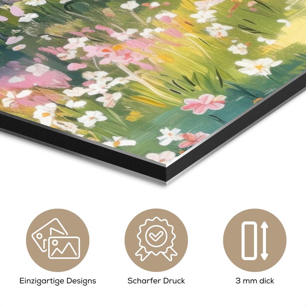 MuchoWow Wanddekoration Metall Metallbild Wandkunst 20x30 cm Wald - Malerei - Farbenfroh MuchoWow Aluminium Gemälde - Alu Dibond Bild