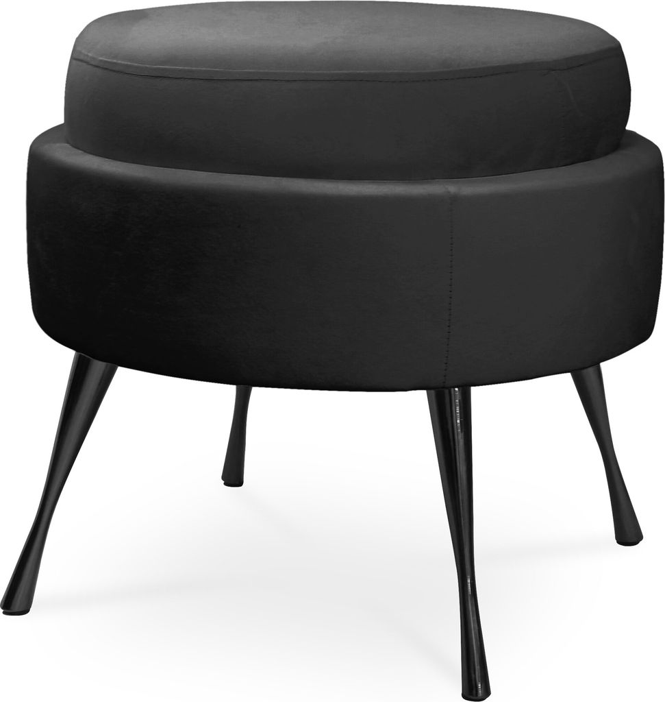 BETTSO Glamour Fußhocker Fußstütze Puff MUSZELKA Schwarz auf schwarze Beine