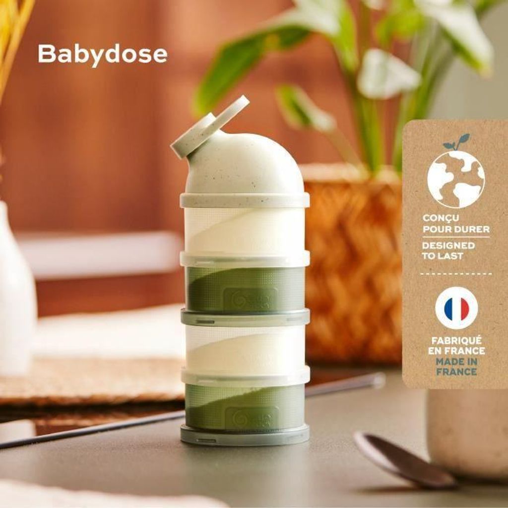 Babymoov Babydose Milchpulver-Messboxen ergonomischer Ausgießer hergestellt in Frankreich, grün