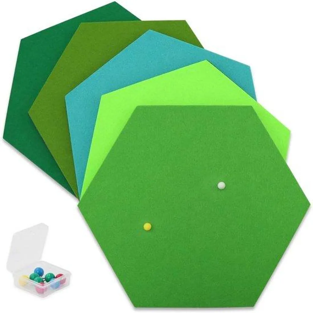 Organiseur Mural Hexagonal Vert sans Perçage en Feutre Pack de 5 Unités