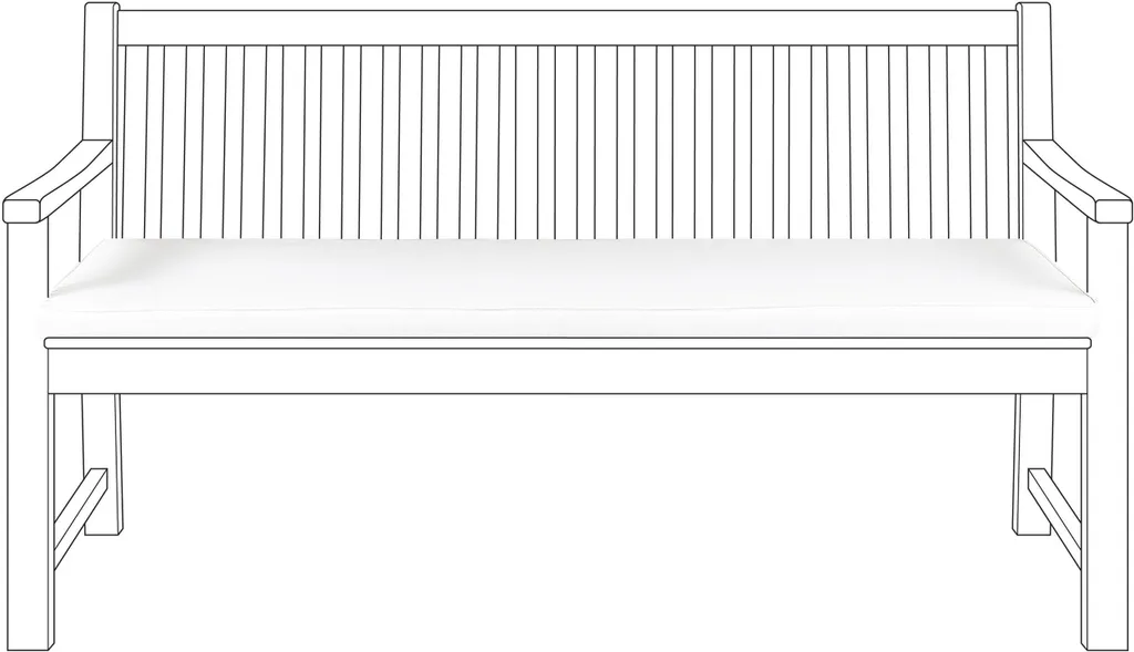 Coussin blanc 152x54 cm pour banc de jardin, rembourrage haute densité