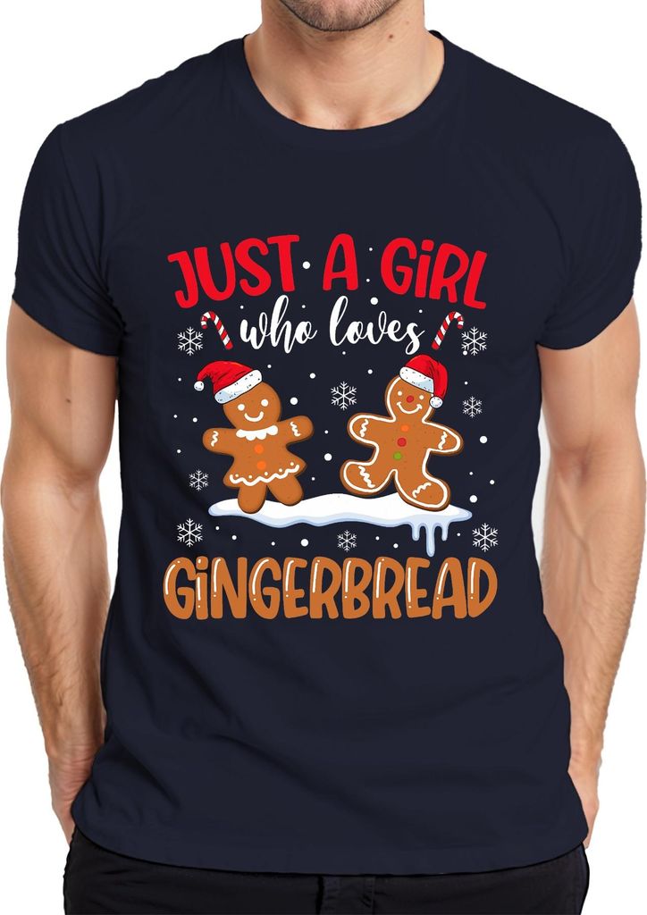 Just A Girl Who Loves Gingerbread Weihnachten Lebkuchen Herren T-Shirt, Navy, XXL