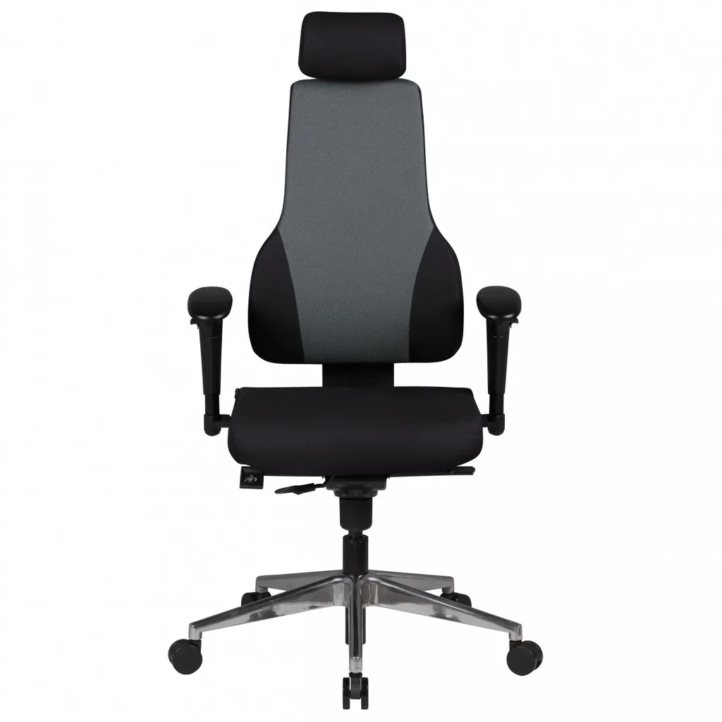 Chaise de bureau QENTIN FineBuy noire et grise avec appui-tête