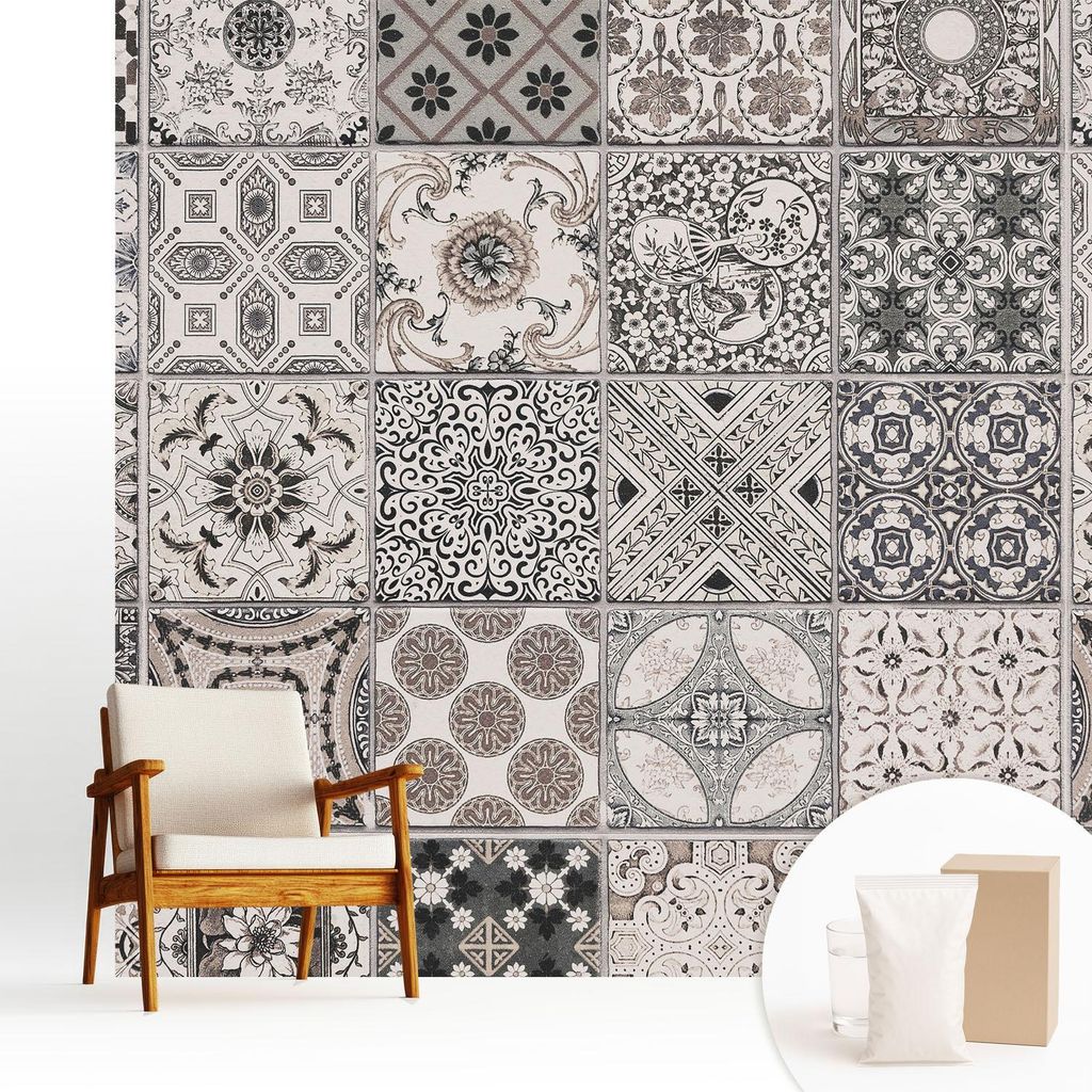 Fototapete - 250x250 cm - Tapete - Wandtapete - Wandbilder - Dekofolie - Tapete Folie - Wand - Dekoration - Wohnzimmer - Fliesenmuster