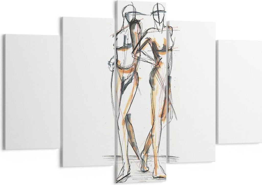 Bild auf Leinwand - Leinwandbild - 5 Teile - Zeichnen Design Mode - 150x100cm - Wand Bild - Wanddeko - Wandbilder - Leinwanddruck - Bilder - Wandde...