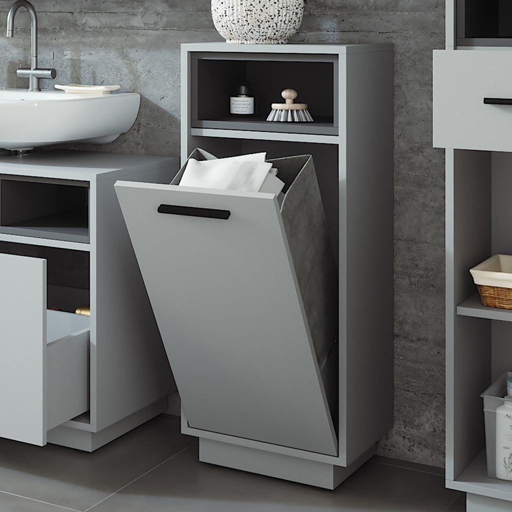 Vicco Wäscheschrank Beatrice, 38 x 93 cm mit herausnehmbarer Innentasche, Grau/Anthrazit