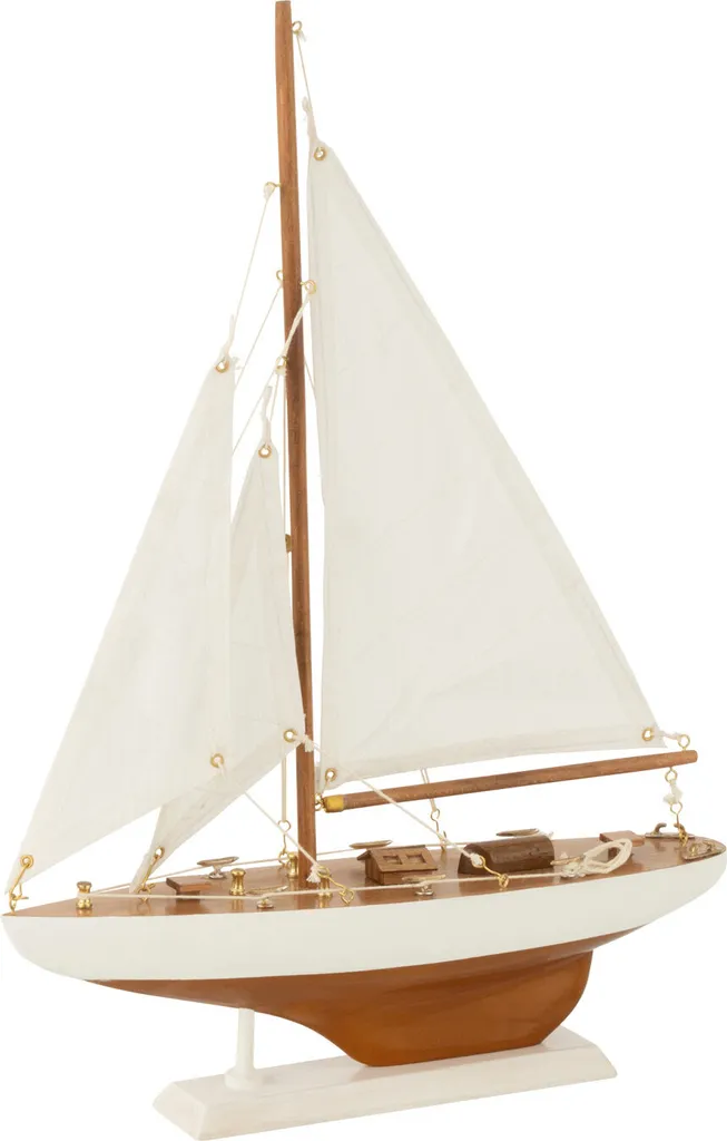 Voilier en bois J-Line blanc et naturel Small - Décoration marine chic