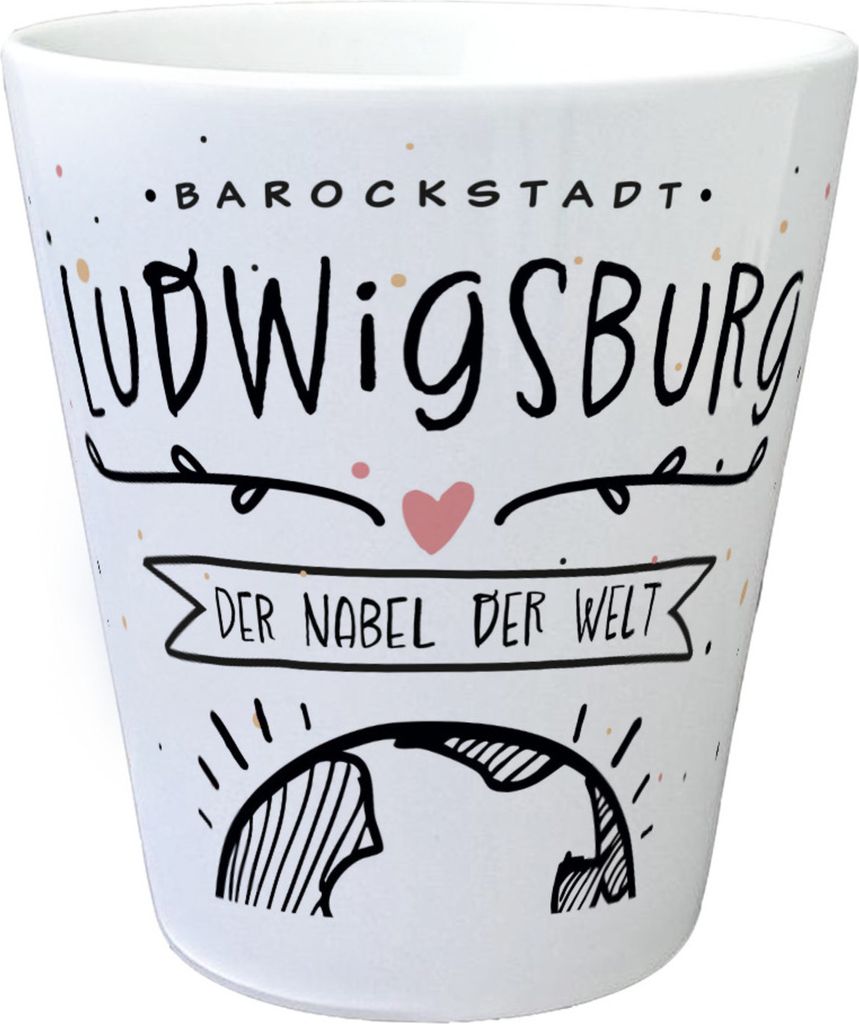 Ludwigsburg Blumentopf mit Spruch der Nabel der Welt