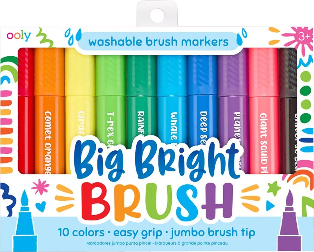 Ooly - Set di pennarelli a pennello Jumbo - 10 colori lavabili per bambini