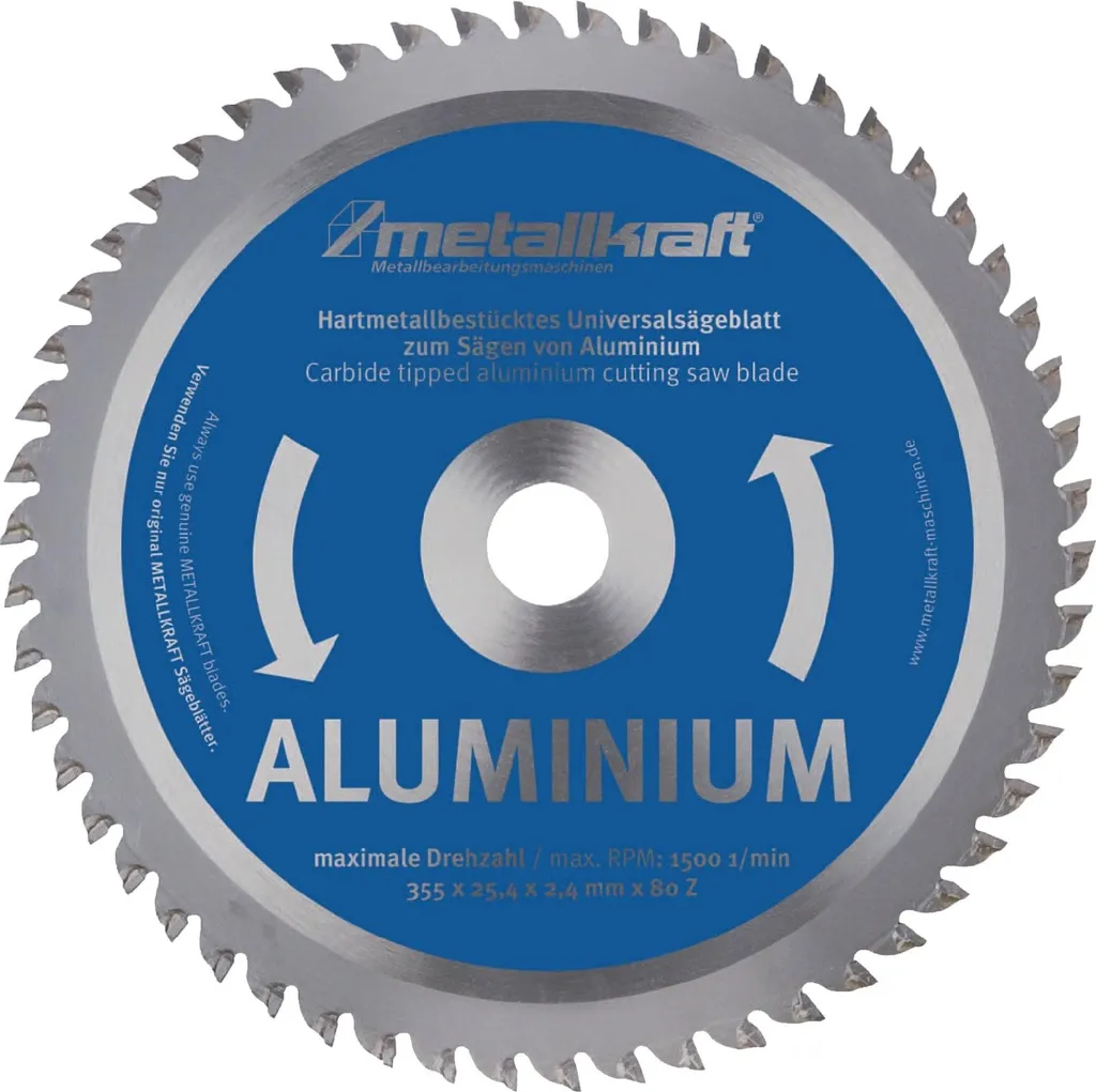 Lame de scie circulaire Metallkraft D.355mm HM Z80 pour Alu et Métal