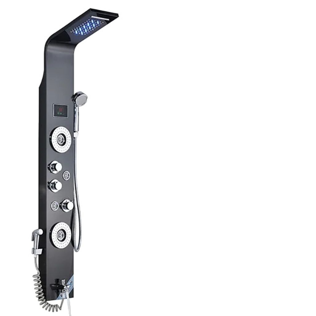 LED Duschpaneel, Wasserfall Regendesign, Spa Massage Sprüher, Schwarze Farbe 8006