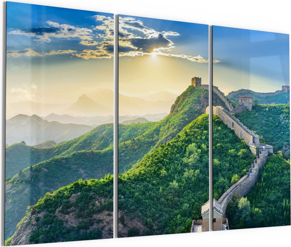 DEQORI Glasbild Echtglas 3x50x100 cm 'Die Chinesische Mauer' Wandbilder XXL groß
