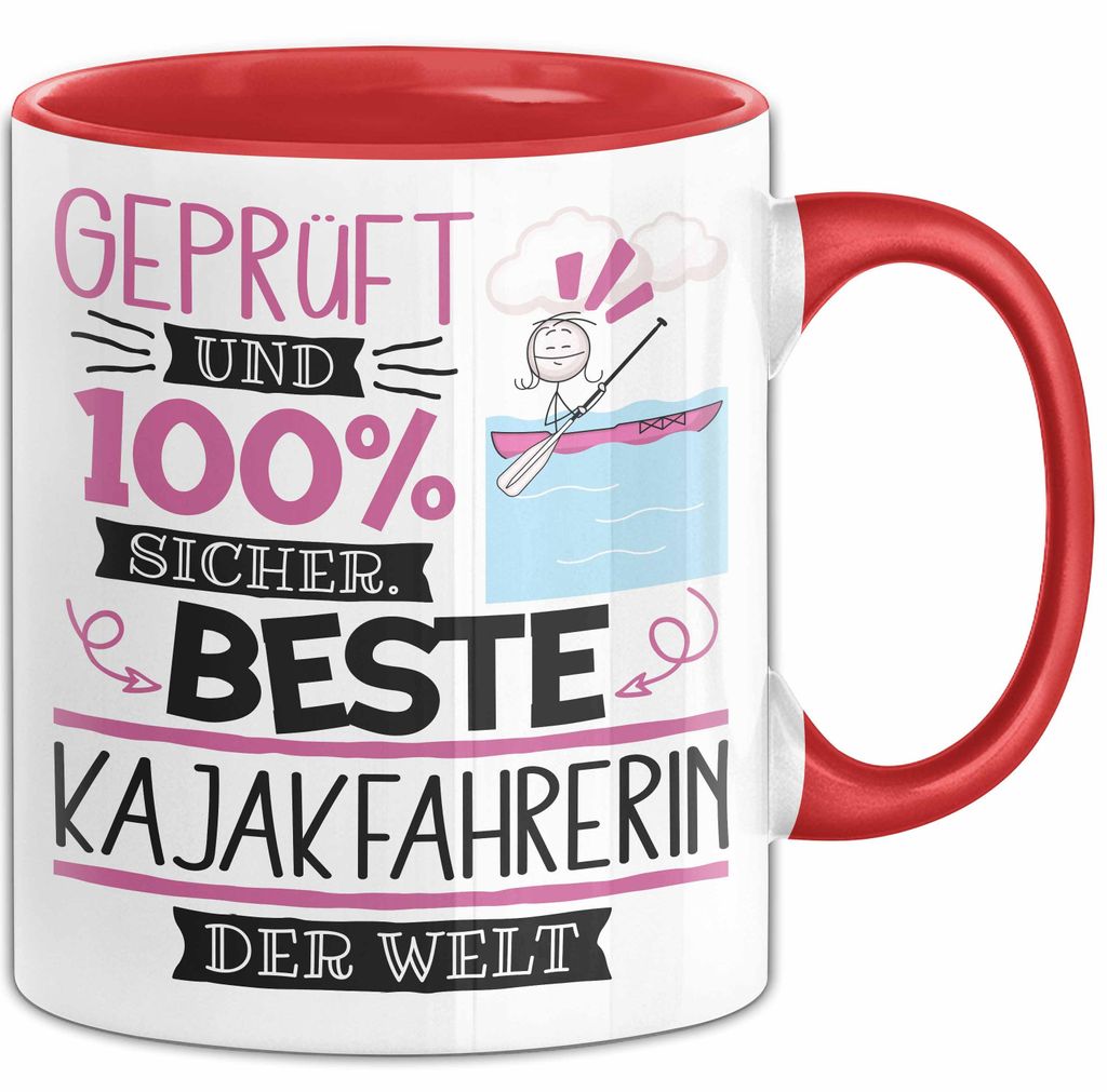 Beste Kajakfahrerin Der Welt Tasse Geschenk für Eine Kajakfahrerin Und Sicher Geschenkidee Geburtstag Weihnachten (Rot)